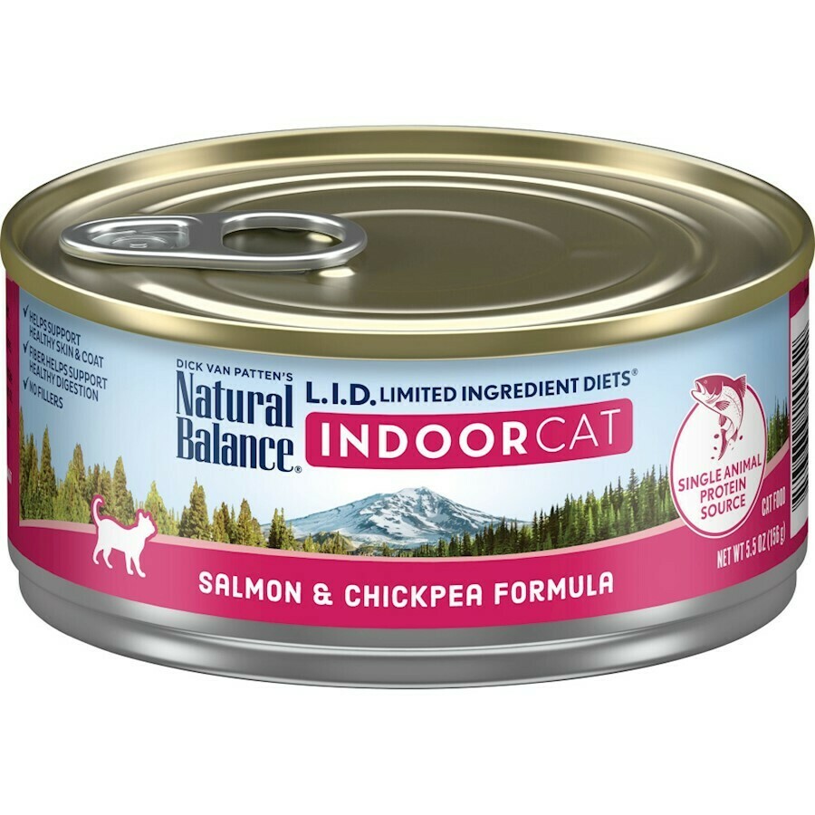 Natural Balance L.I.D. Limited Ingredient Diets Indoor Grain-Free Salmon & Chickpea Formula Wet Cat Food, 5.5-oz