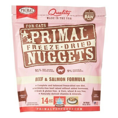 Primal Beef & Salmon Formula Nuggets Grain-Free Raw Freeze-Dried Cat Food, 14-oz bag