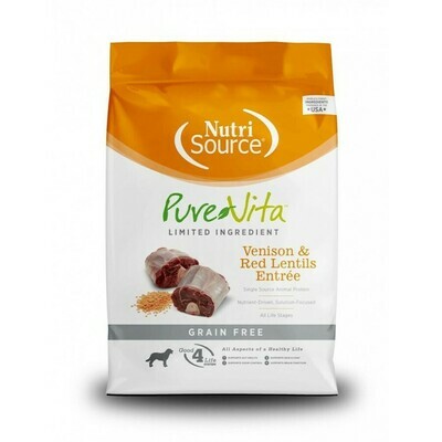 PureVita Grain Free Venison and Red Lentils Entree Dry Dog Food, 5-lb