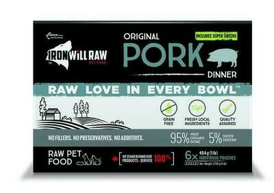 Iron Will Raw Original Pork Frozen Cat & Dog Food, 6-lb
