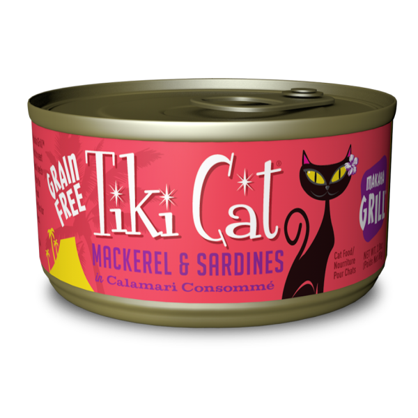 Tiki Cat Makaha Grill Mackerel & Sardine in Calamari Consomme Grain-Free Canned Cat Food, 2.8-oz