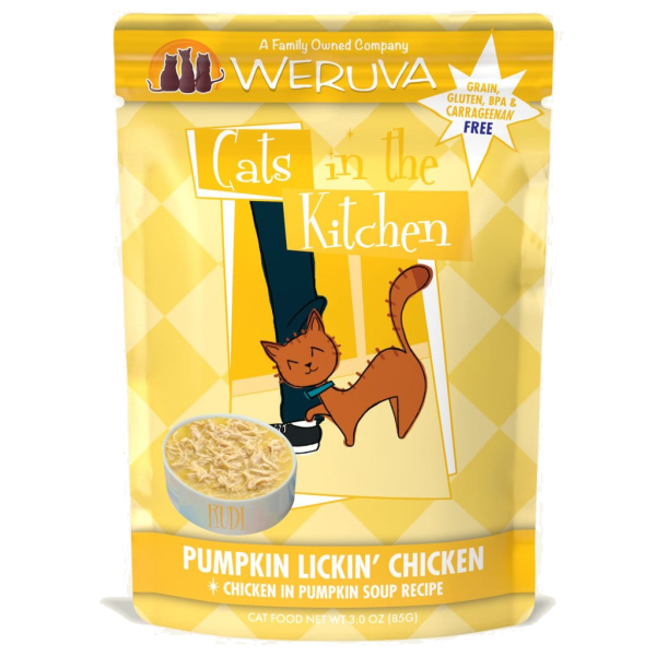 Weruva Cats in the Kitchen Pumpkin Lickin' Chicken in Pumpkin Soup Recipe Grain-Free Wet Cat Food, 3-oz pouch