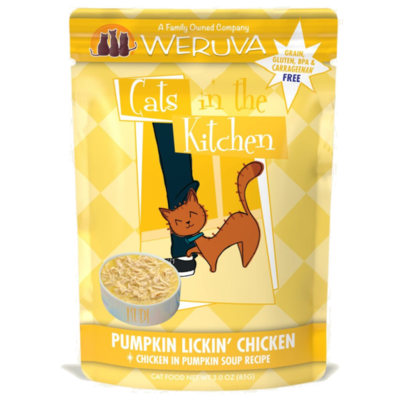 Weruva Cats in the Kitchen Pumpkin Lickin' Chicken in Pumpkin Soup Recipe Grain-Free Wet Cat Food, 3-oz pouch