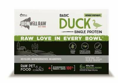 Iron Will Raw Basic Duck Frozen Cat & Dog Food, 6-lb