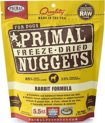 Primal Rabbit Formula Nuggets Grain-Free Raw Freeze-Dried Dog Food, 5.5-oz bag