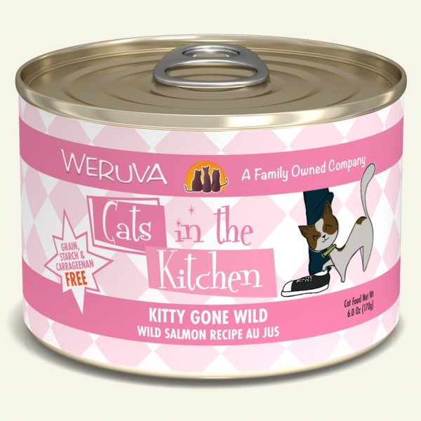 Weruva Cats in the Kitchen Kitty Gone Wild Salmon Au Jus Grain-Free Wet Cat Food, 6-oz