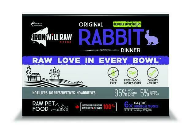 Iron Will Raw Original Rabbit Frozen Cat & Dog Food, 6-lb
