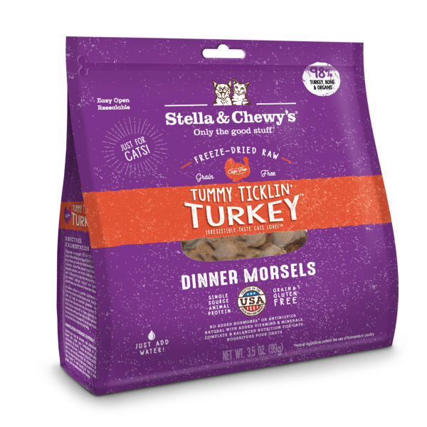 Stella & Chewy's Tummy Ticklin' Turkey Dinner Grain-Free Freeze-Dried Cat Food, 3.5-oz bag