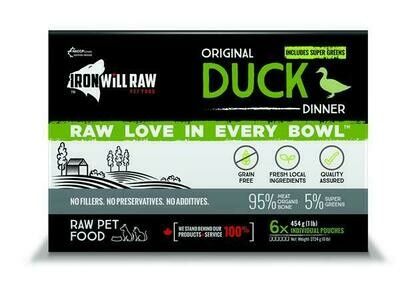 Iron Will Raw Original Duck Frozen Cat & Dog Food, 6-lb