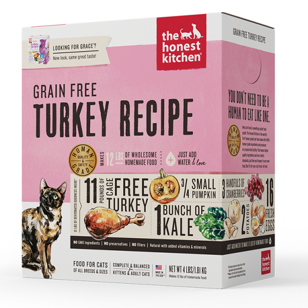 The Honest Kitchen Grain-Free Turkey Recipe Dehydrated Cat Food, 4-lb box