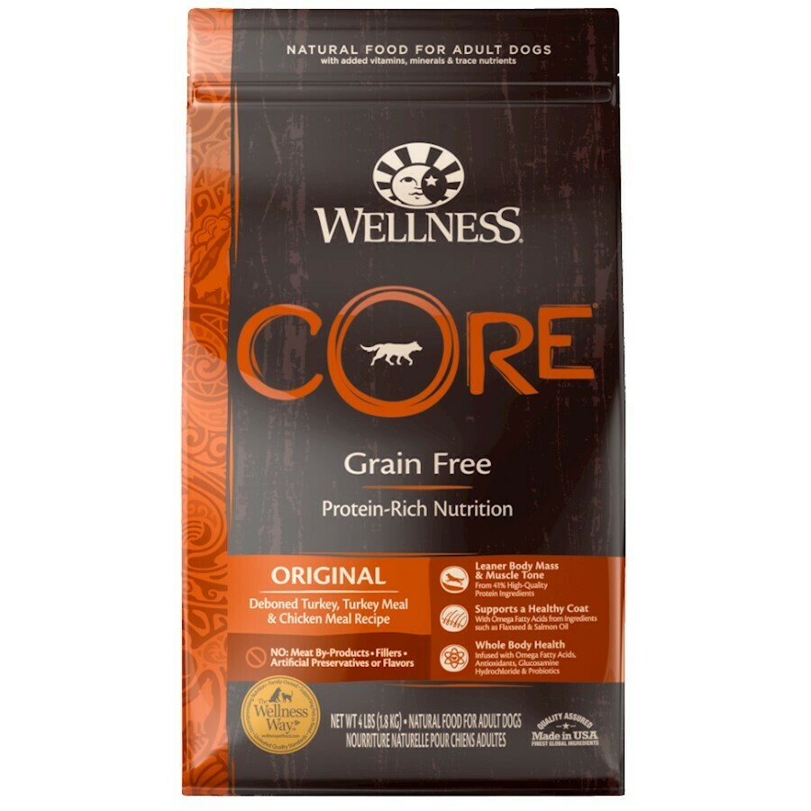 Wellness CORE Grain-Free Original Deboned Turkey, Turkey Meal & Chicken Meal Recipe Dry Dog Food, 24-lb🐔