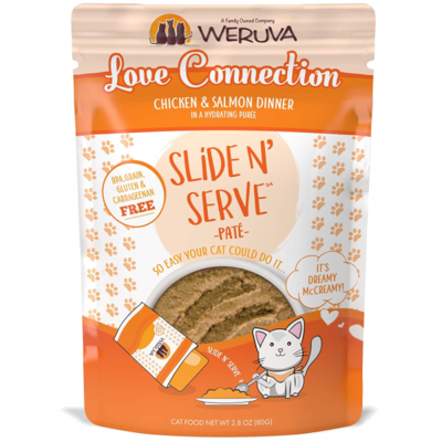 Weruva Cat Slide N' Serve Pate Love Connection Chicken Salmon Wet Cat Food, 2.8-oz