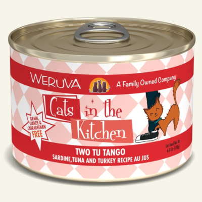 Weruva Cats in the Kitchen Two Tu Tango Sardine, Tuna & Turkey Au Jus Grain-Free Wet Cat Food, 6-oz