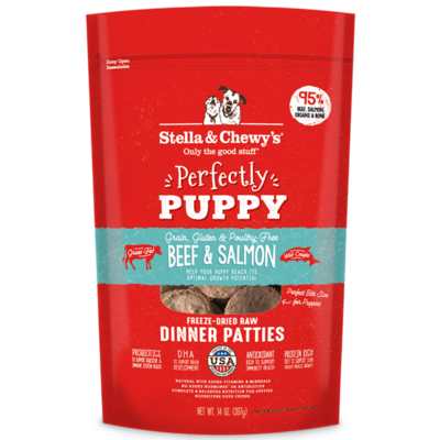 Stella & Chewy's Perfectly Puppy Beef & Salmon Dinner Patties Freeze-Dried Raw Dog Food, 14-oz