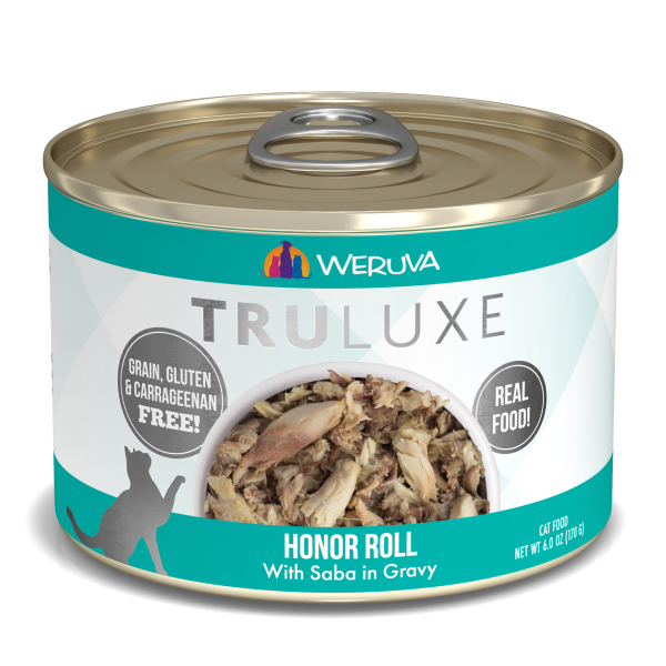 Weruva Cat Truluxe Honor Roll with Saba in Gravy Grain-Free Wet Cat Food, 6-oz