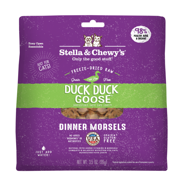 Stella & Chewy's Duck Duck Goose Dinner Morsels Grain-Free Freeze-Dried Cat Food, 3.5-oz bag