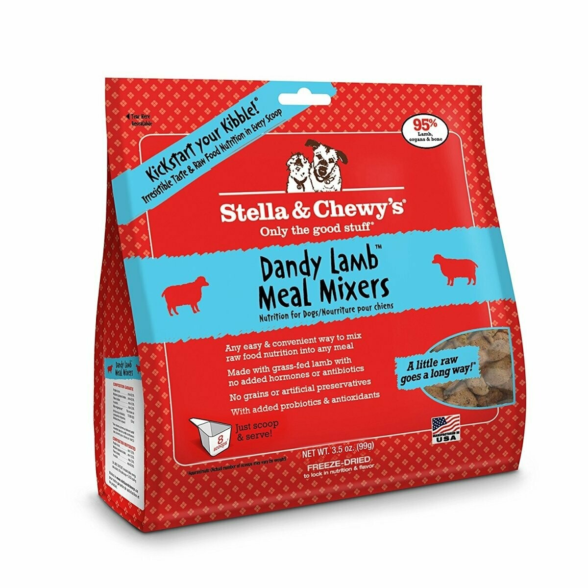 Stella & Chewy's Dandy Lamb Meal Mixers Grain-Free Freeze-Dried Dog Food, 3.5-oz bag