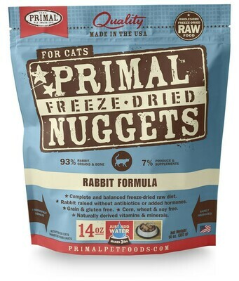 Primal Rabbit Formula Nuggets Grain-Free Raw Freeze-Dried Cat Food, 14-oz bag