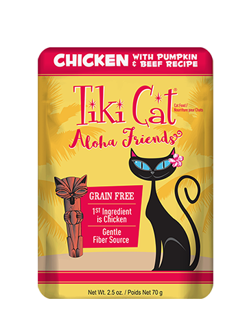 Tiki Cat Aloha Friends Chicken with Pumpkin & Beef Grain-Free Wet Cat Food, 2.5-oz pouch