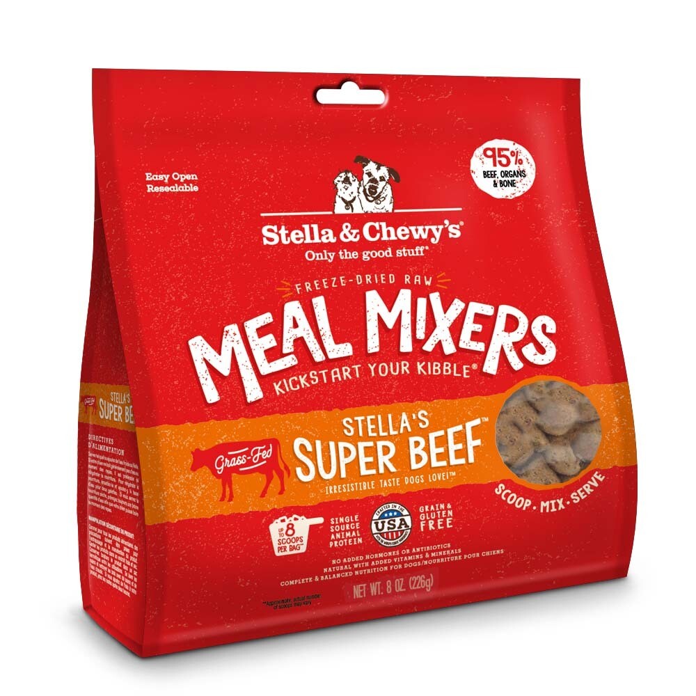 Stella & Chewy's Stella's Super Beef Meal Mixers Grain-Free Freeze-Dried Dog Food, 8-oz bag