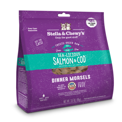 Stella & Chewy's Sea-licious Salmon & Cod Dinner Grain-Free Freeze-Dried Cat Food, 3.5-oz bag
