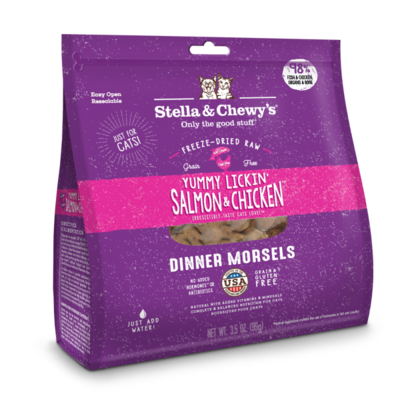 Stella & Chewy's Yummy Lickin' Salmon & Chicken Dinner Morsels Grain-Free Freeze-Dried Cat Food, 3.5-oz bag