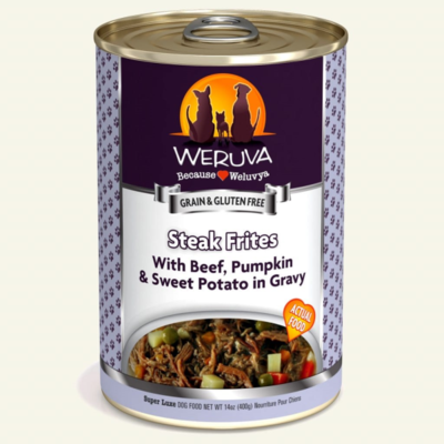 Weruva Dog Classic Steak Frites with Beef, Pumpkin & Sweet Potatoes in Gravy Grain-Free Wet Dog Food, 14-oz