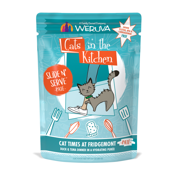 Weruva Cats In The Kitchen Pate Cat Times at Fridgemont Duck & Tuna Dinner in Puree Grain-Free Wet Cat Food, 3-oz pouch