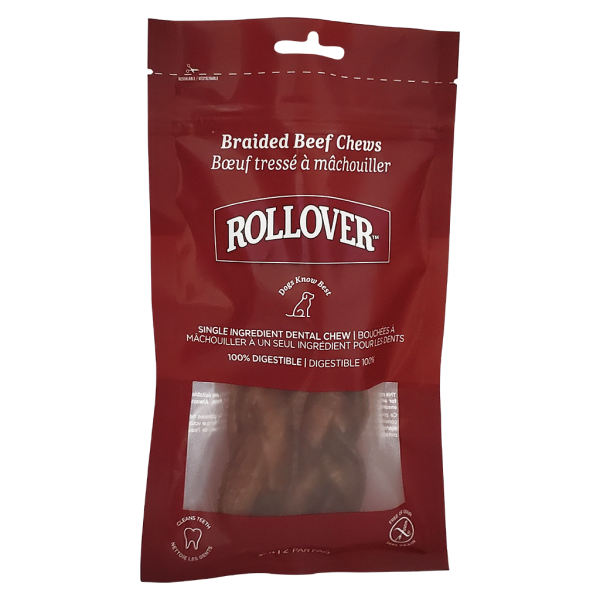 Rollover Braided Beef Chews 2p