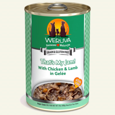 Weruva Dog Classic That's My Jam! With Chicken & Lamb in Gelee Grain-Free Wet Dog Food, 14-oz