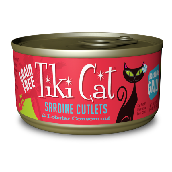 Tiki Cat Bora Bora Grill Sardine Cutlets in Lobster Consomme Grain-Free Canned Cat Food, 2.8-oz