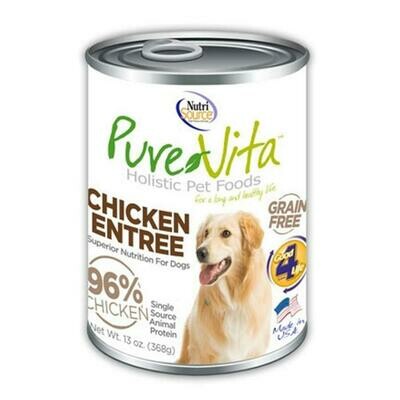 PureVita Grain Free 96% Real Chicken Entree Canned Dog Food, 13-oz, case of 12