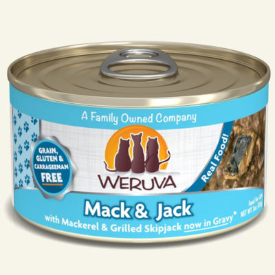 Weruva Cat Classic Mack and Jack with Mackerel & Grilled Skipjack Grain-Free Wet Cat Food, 3-oz