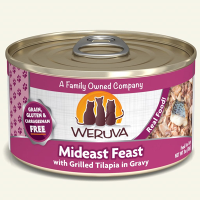 Weruva Cat Classic Mideast Feast with Grilled Tilapia in Gravy Grain-Free Wet Cat Food, 3-oz