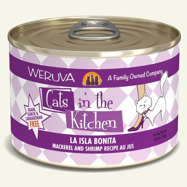 Weruva Cats in the Kitchen La Isla Bonita Mackerel & Shrimp Au Jus Grain-Free Wet Cat Food, 6-oz