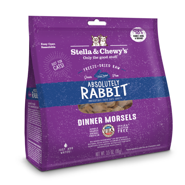 Stella & Chewy's Absolutely Rabbit Dinner Morsels Raw Freeze-Dried Cat Food, 3.5-oz bag