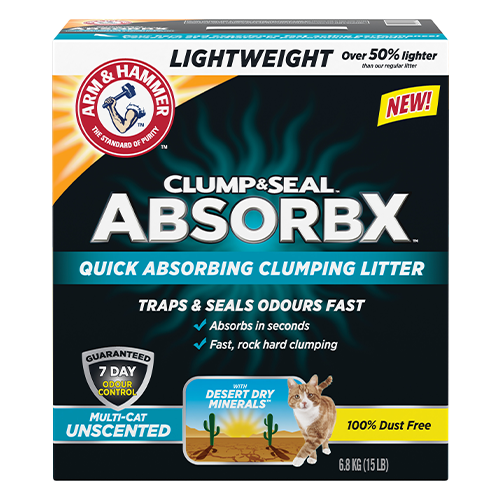 ARM & HAMMER™ CLUMP & SEAL™ ABSORBX™ LIGHTWEIGHT MULTI-CAT UNSCENTED CLUMPING CAT LITTER 6.8 KG🐔