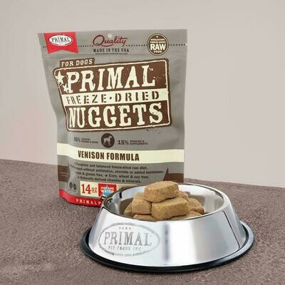 Primal Venison Formula Nuggets Grain-Free Raw Freeze-Dried Dog Food, 14-oz