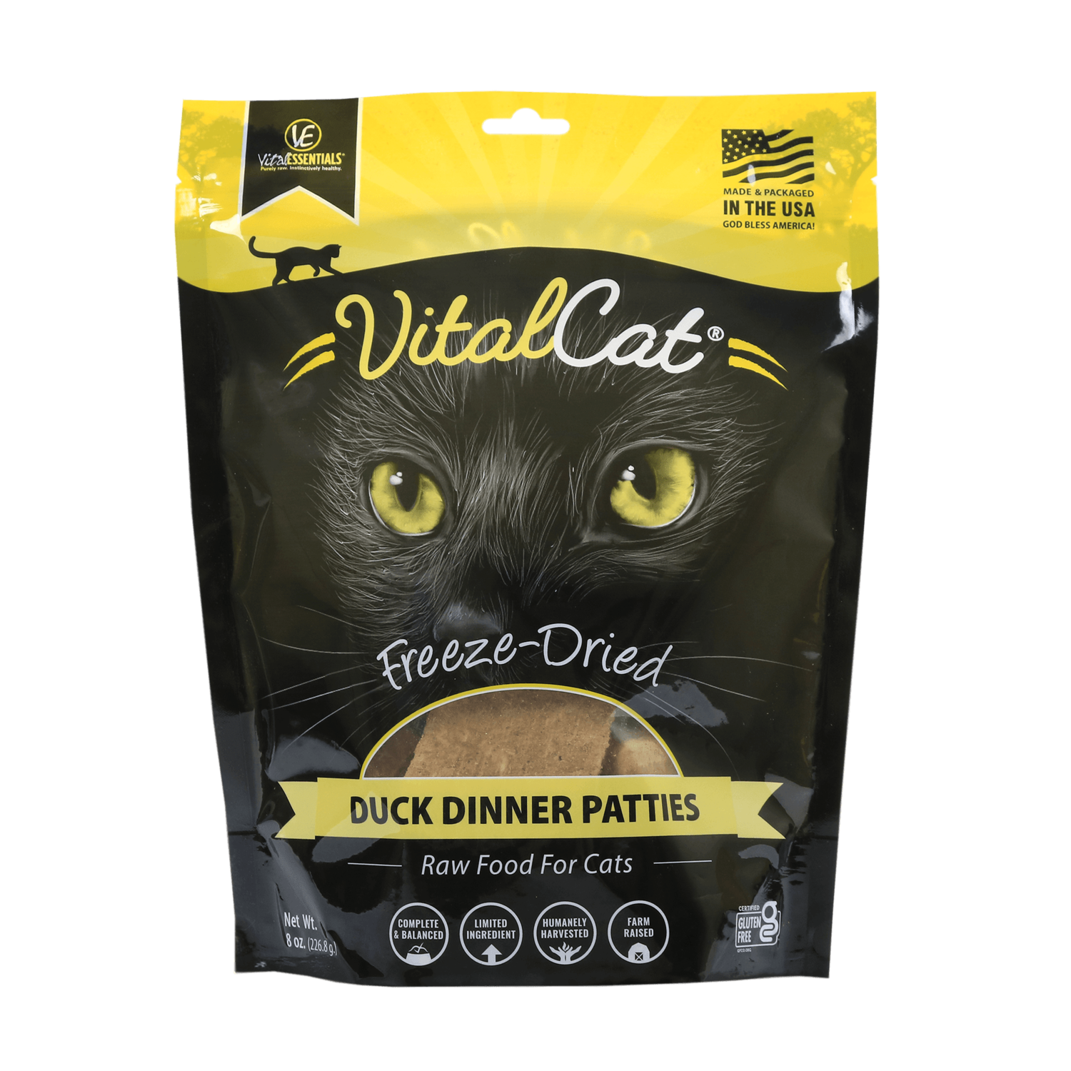 VE Duck Dinner Patties Freeze-Dried Grain Free Cat Food 8OZ