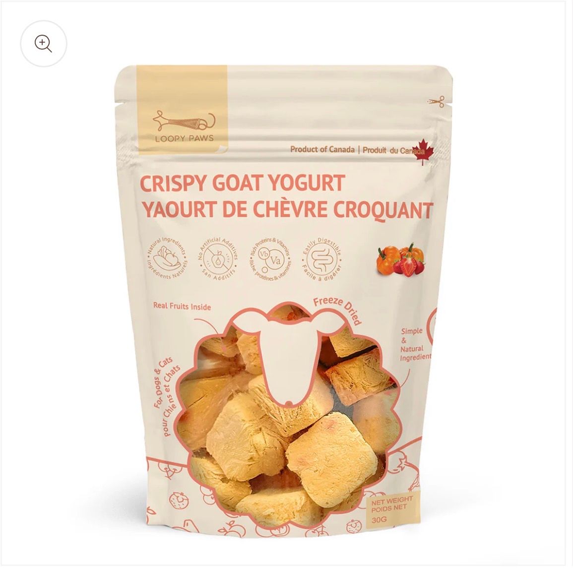 Loopy Paws Crispy Goat Yogurt Chunk-Pumpkin&amp;Strawberry 30g
