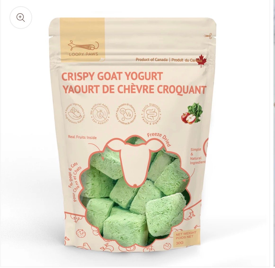 Loopy Paws Crispy Goat Yogurt Chunk-Veggie Mix &amp;Apple 30g