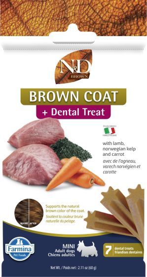 Farmina Brown Coat Lamb, Carrot &amp; Kelp Dental Treat Mini Dog 60g