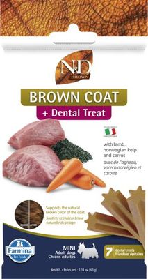 Farmina Brown Coat Lamb, Carrot &amp; Kelp Dental Treat Mini Dog 60g