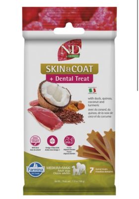 Farmina Quinoa Skin &amp; Coat Quail Dental Treat Med/Max Dog 100g