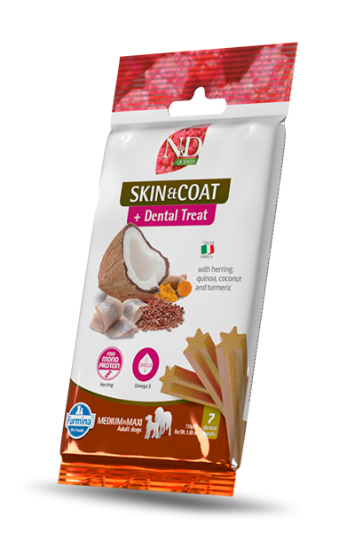 Farmina Quinoa Skin &amp; Coat Herring Dental Treat Med/Max Dog 100g