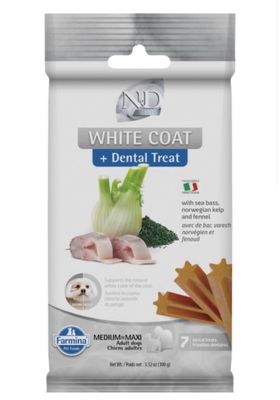 Farmina White Coat Sea Bass, Fennel &amp; Kelp Dental Treat Med/Max Dog 100g