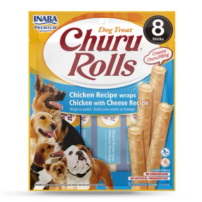 Inaba Dog Churu Rolls (Chicken W/Cheese) 8 Sticks