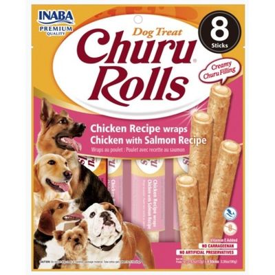 Inaba Dog Churu Rolls (Chicken W/Salmon) 8 Sticks