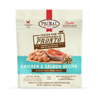 Primal Frozen Pronto Chicken &amp; Salmon Cat 1lb