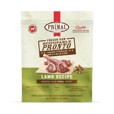 Primal Frozen Pronto Lamb Dog 4lb